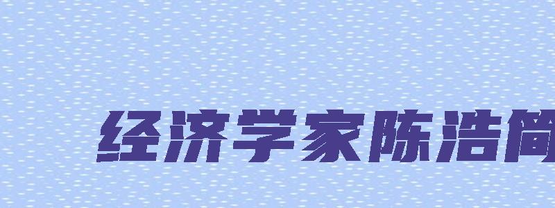 经济学家陈浩简介