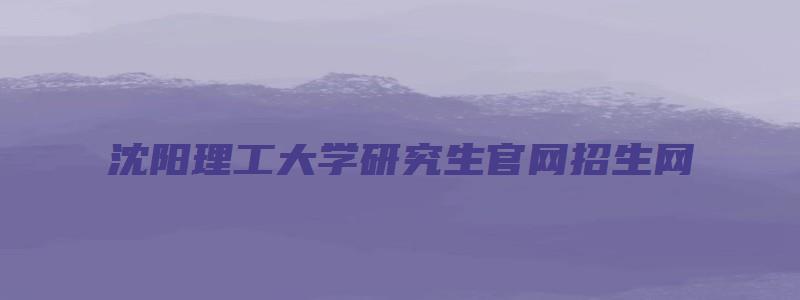 沈阳理工大学研究生官网招生网