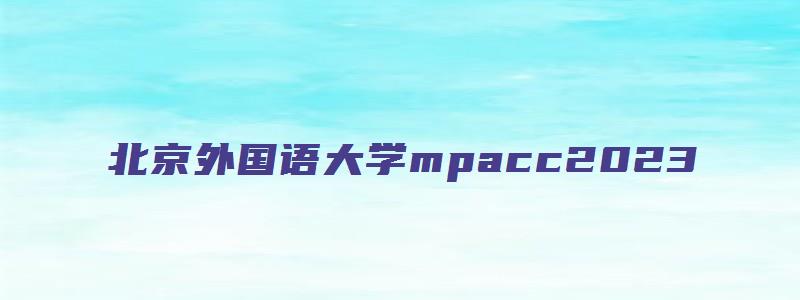 北京外国语大学mpacc2023