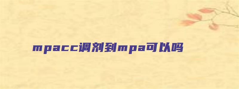 mpacc调剂到mpa可以吗