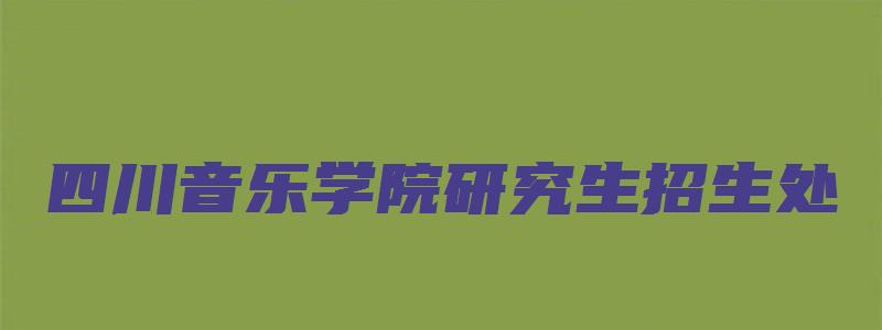 四川音乐学院研究生招生处