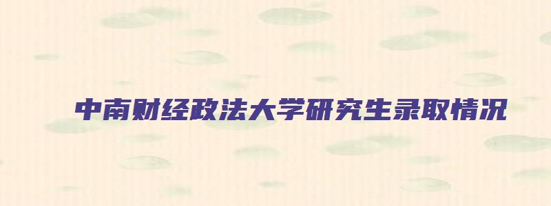 中南财经政法大学研究生录取情况