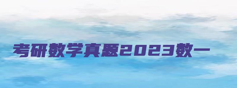 考研数学真题2023数一