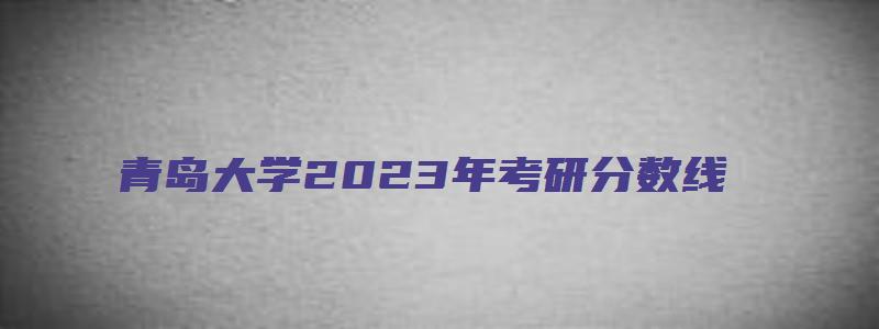 青岛大学2023年考研分数线