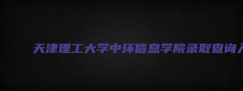 天津理工大学中环信息学院录取查询入口