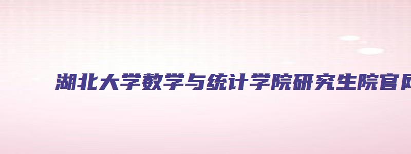 湖北大学数学与统计学院研究生院官网