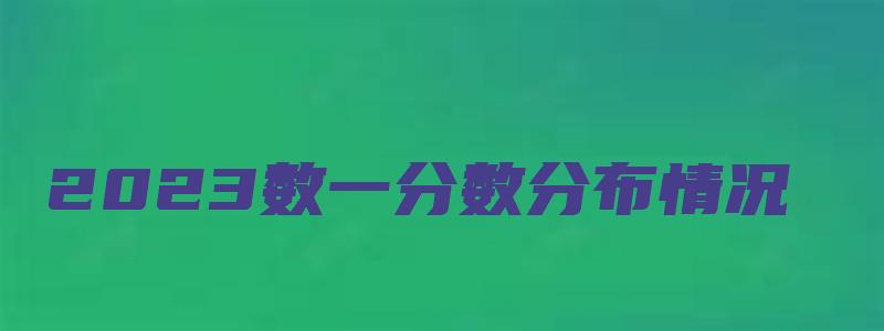 2023数一分数分布情况