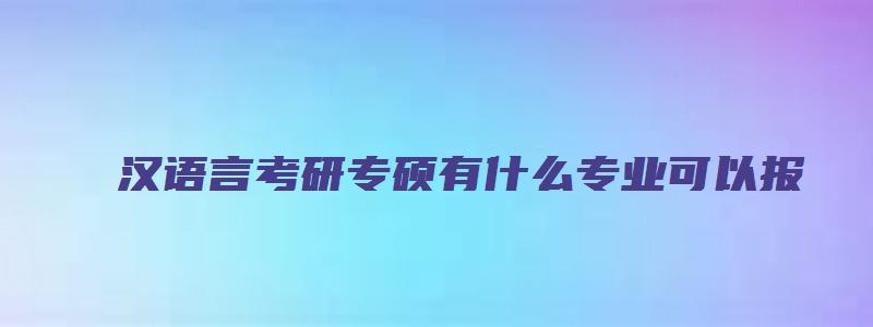 汉语言考研专硕有什么专业可以报