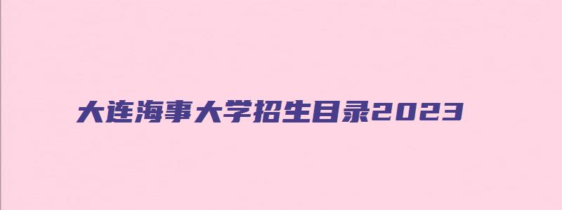 大连海事大学招生目录2023