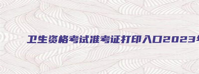 卫生资格考试准考证打印入口2023年