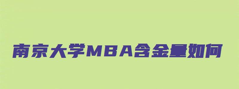 南京大学MBA含金量如何