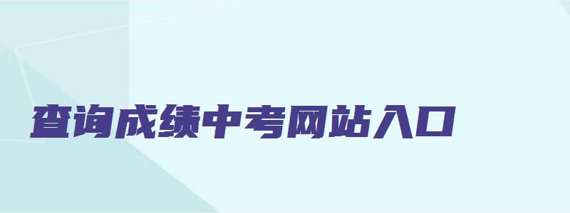 查询成绩中考网站入口