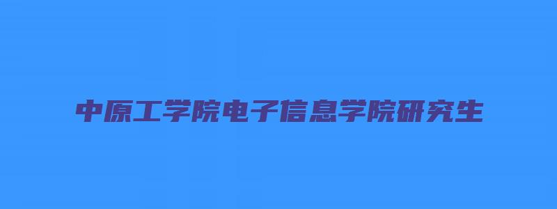 中原工学院电子信息学院研究生