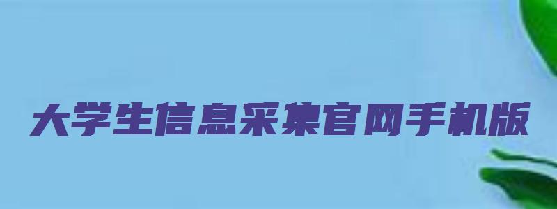 大学生信息采集官网手机版