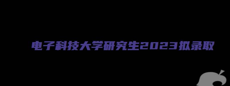 电子科技大学研究生2023拟录取