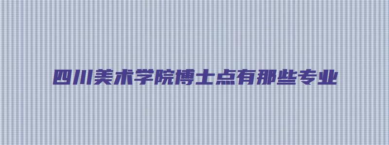 四川美术学院博士点有那些专业