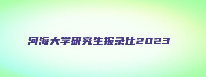 河海大学研究生报录比2023