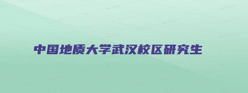 中国地质大学武汉校区研究生