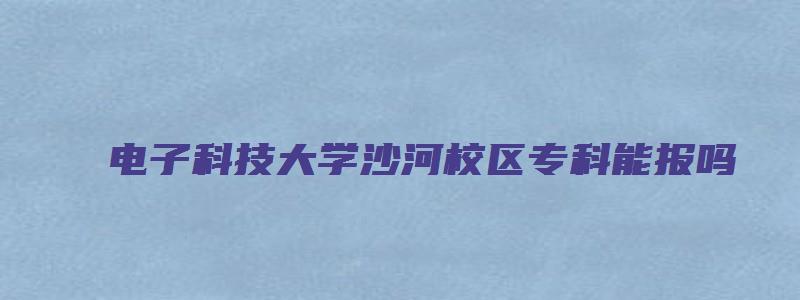 电子科技大学沙河校区专科能报吗