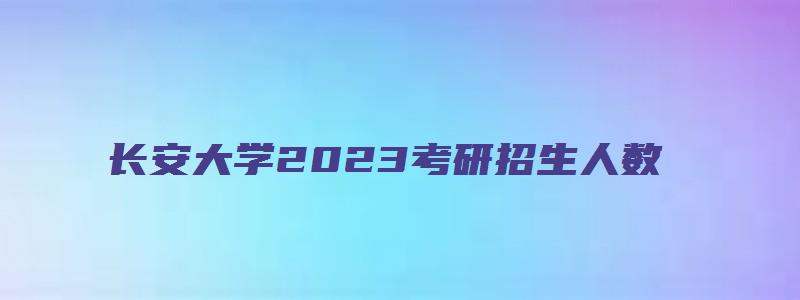 长安大学2023考研招生人数