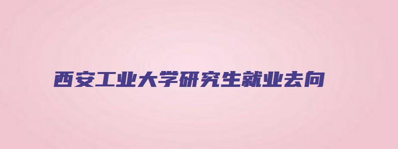 西安工业大学研究生就业去向