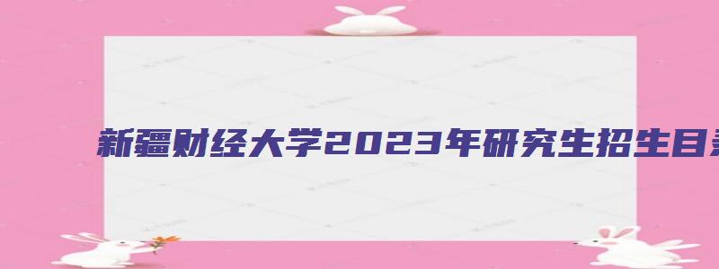 新疆财经大学2023年研究生招生目录