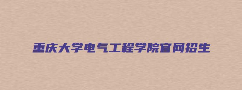 重庆大学电气工程学院官网招生