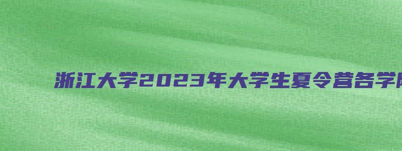 浙江大学2023年大学生夏令营各学院(系)通知汇总