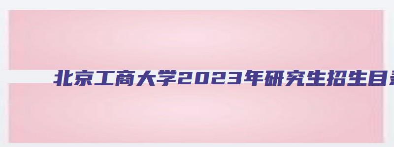 北京工商大学2023年研究生招生目录