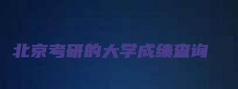 北京考研的大学成绩查询