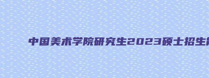 中国美术学院研究生2023硕士招生简章