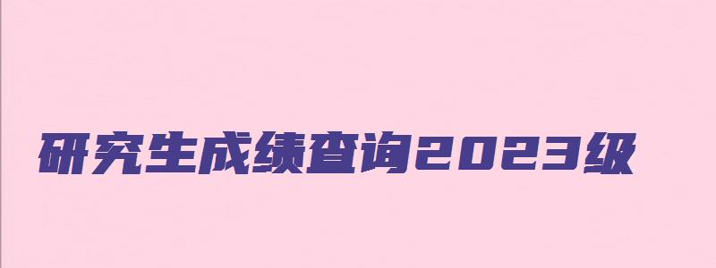 研究生成绩查询2023级