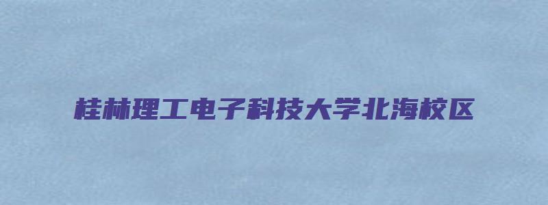 桂林理工电子科技大学北海校区