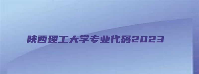 陕西理工大学专业代码2023