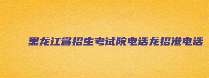 黑龙江省招生考试院电话龙招港电话