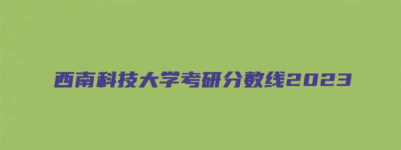 西南科技大学考研分数线2023