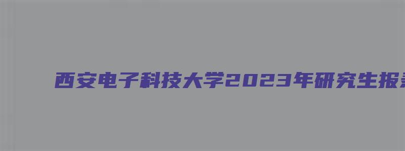 西安电子科技大学2023年研究生报录比