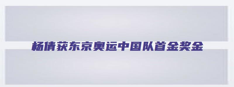 杨倩获东京奥运中国队首金奖金