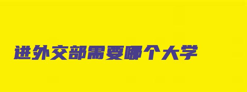 进外交部需要哪个大学