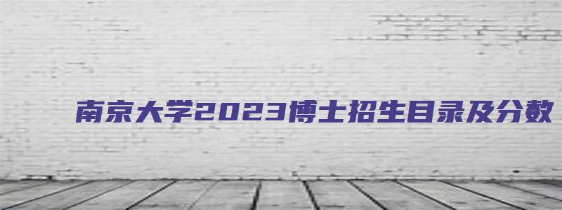 南京大学2023博士招生目录及分数