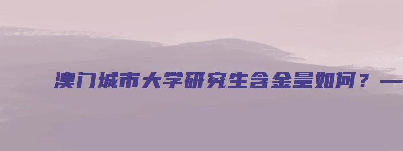 澳门城市大学研究生含金量如何？——