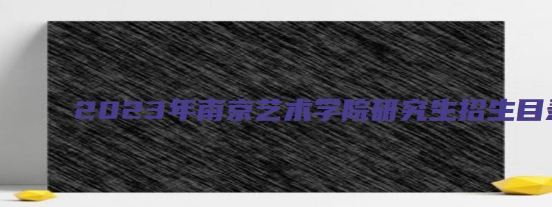 2023年南京艺术学院研究生招生目录