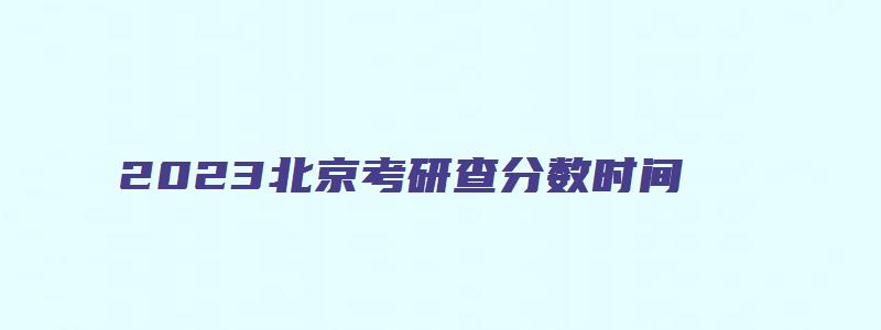 2023北京考研查分数时间