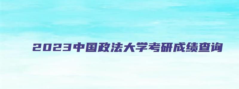 2023中国政法大学考研成绩查询