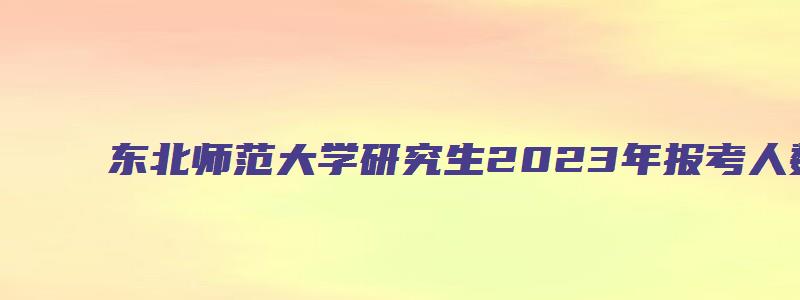 东北师范大学研究生2023年报考人数