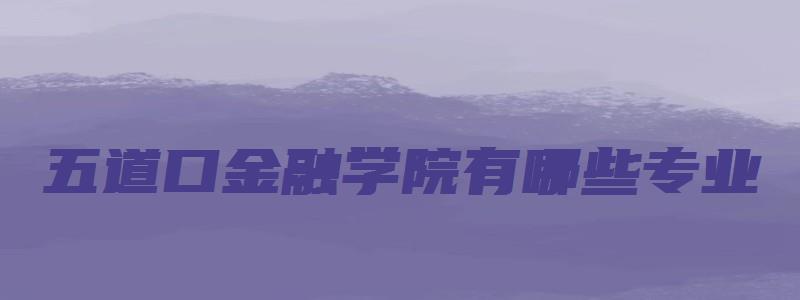 五道口金融学院有哪些专业