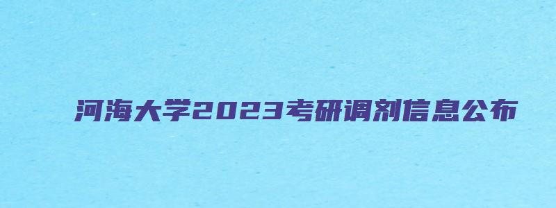 河海大学2023考研调剂信息公布