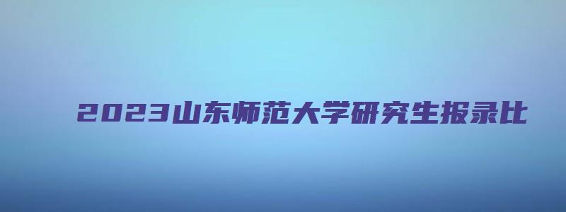 2023山东师范大学研究生报录比