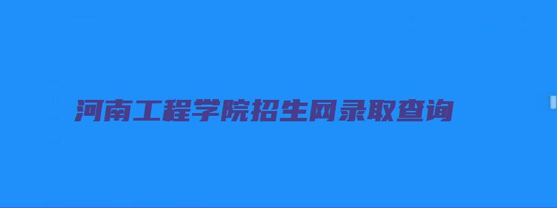 河南工程学院招生网录取查询