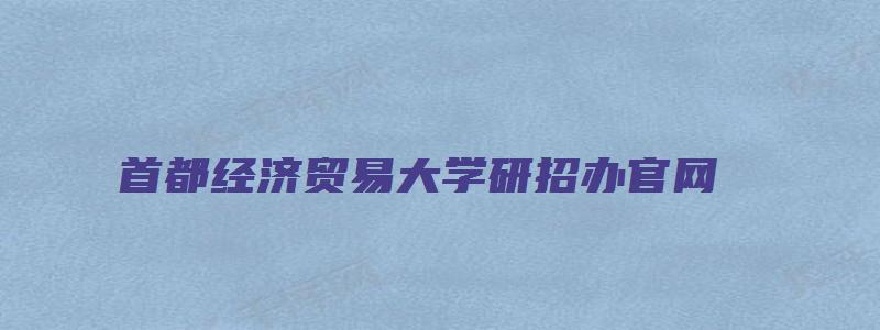 首都经济贸易大学研招办官网